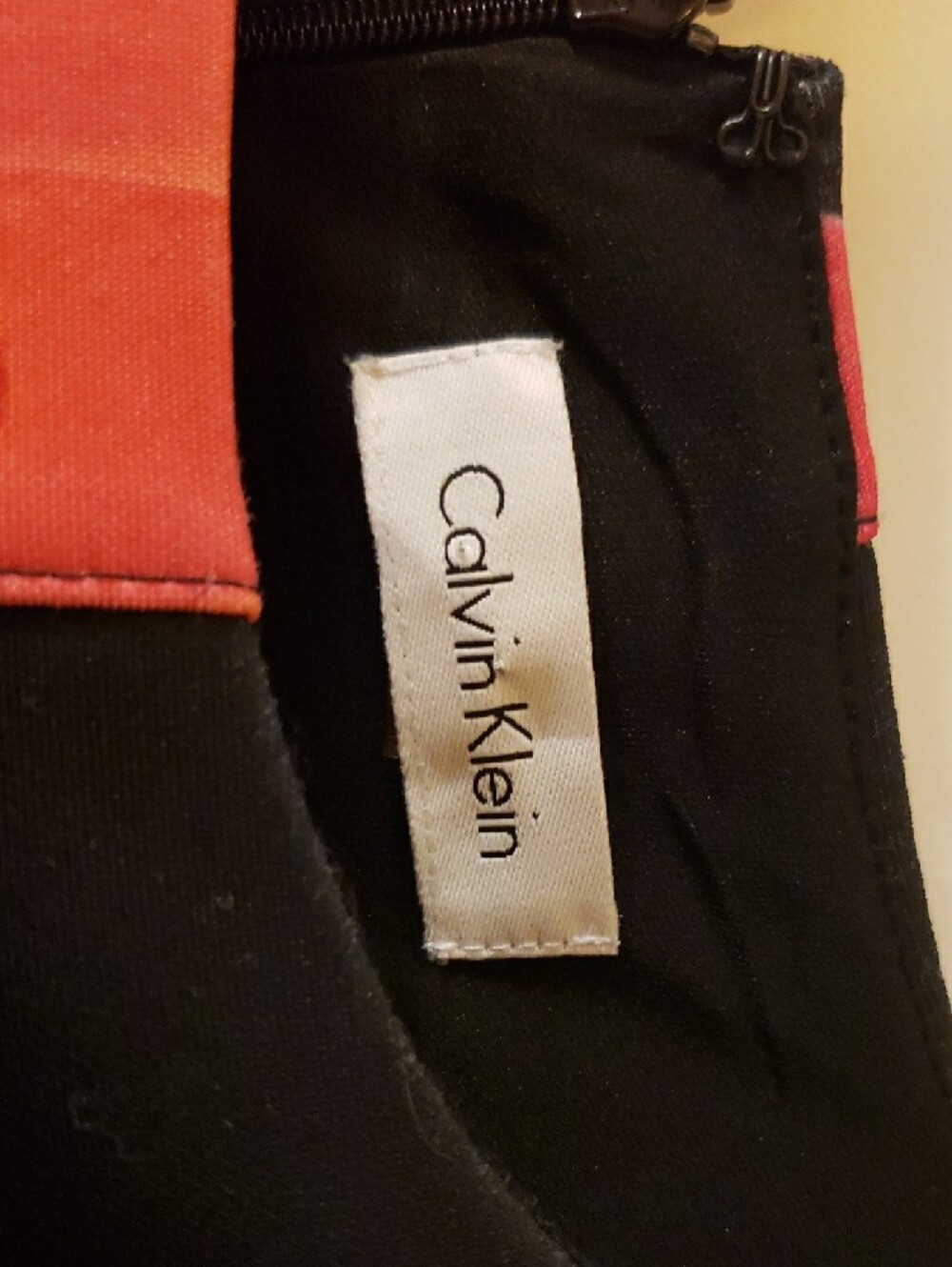 Calvin Klein Black Sleeveless Dress with Coral and Pink Floral Print - Picture 3 of 3
